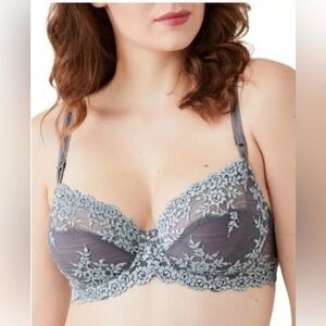 Wacoal Embrace Lace Underwire Bra Grey 34DDD Quiet Shade Ether